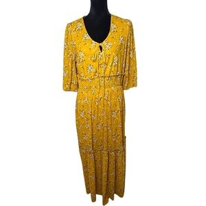 Siren Lily | Yellow Floral Midi Dress | Sz L